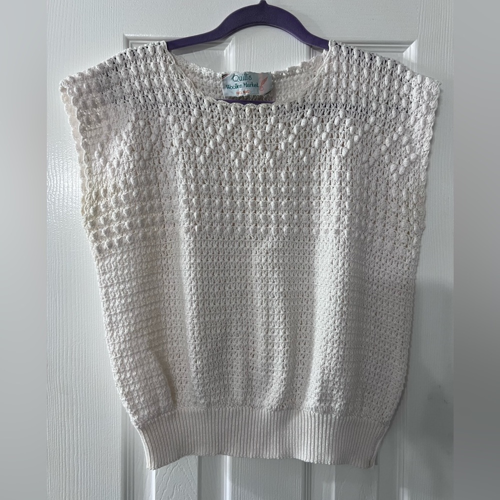 white, knitted woollen sweater vest from Quills Woollen Market medium